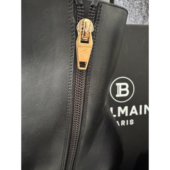 NWT Balmain Brune Leather Platform Ankle Boots Black With Box  Size 39 - Picture 8 of 13